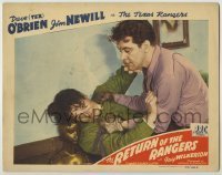 7c683 RETURN OF THE RANGERS LC 1943 great close up of Dave Tex O'Brien in death struggle!
