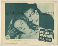 7c684 RETURN OF THE VAMPIRE LC R1948 close-up of Bela Lugosi as Dracula with lovely Nina Foch!