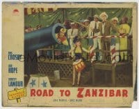 7c706 ROAD TO ZANZIBAR LC 1941 great image of Bing Crosby about to shoot Bob Hope from a cannon!