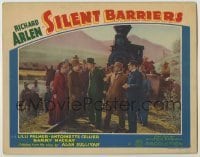 7c775 SILENT BARRIERS LC 1937 crowd surrounds Richard Arlen & man fighting on train tracks!