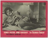 7c791 SLENDER THREAD LC #1 1966 close up of suicidal Anne Bancroft talking on phone in bed!