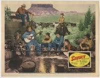 7c794 SMOKY LC 1946 Fred MacMurray & cowboys listen to Burl Ives play guitar & sing by campfire!