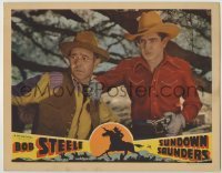 7c844 SUNDOWN SAUNDERS LC 1935 cowboy Bob Steele holds old man back as he draws his gun!