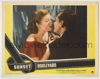 7c846 SUNSET BOULEVARD LC #8 1950 close up of William Holden staring lovingly at Nancy Olson!