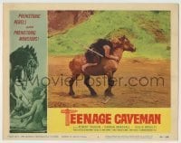 7c865 TEENAGE CAVEMAN LC #7 1958 great image of caveman with spear riding prehistoric horse!