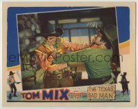 7c871 TEXAS BAD MAN LC 1932 great close up of Tom Mix in death struggle with bad guy!