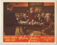7c875 THELMA JORDON LC 1950 Barbara Stanwyck standing in courtroom, Robert Siodmak film noir!