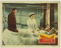 7c912 TWELVE O'CLOCK HIGH LC #4 1950 Gregory Peck as General Savage visits injured Hugh Marlow!