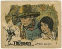 7c915 TWO-GUN MAN LC 1926 great close up of tough cowboy Fred Thomson & scared Olive Hasbrouck!