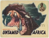 7c925 UNTAMED AFRICA LC 1933 super close up hippopotamus art + topless native woman!