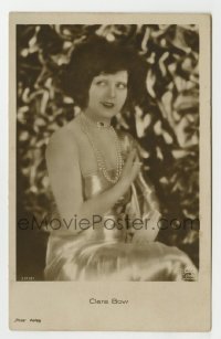 7d156 CLARA BOW 3210/1 German Ross postcard 1928 seated portrait with pearls & shimmering dress!