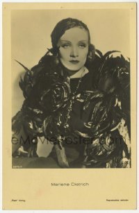 7d175 MARLENE DIETRICH 6675/1 German Ross postcard 1932 wild feathered outfit from Shanghai Express!