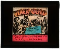 7d269 BLACK GOLD glass slide 1947 Anthony Quinn, Katherine DeMille, great horse racing image!