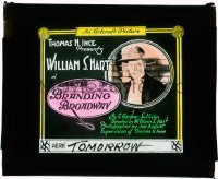 7d275 BRANDING BROADWAY glass slide 1918 great portrait of cowboy William S. Hart by Manhattan!