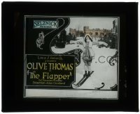 7d320 FLAPPER glass slide 1920 great image of pretty adventurous teen Olive Thomas on skis!
