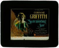7d430 SYNCOPATING SUE glass slide 1926 c/u of sexy flapper girl Corinne Griffith looming over band!