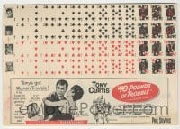 7d040 40 POUNDS OF TROUBLE herald 1963 Tony Curtis, Pleshette, tiny perforated playing cards!
