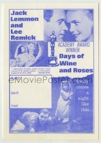 7d059 DAYS OF WINE & ROSES herald 1964 Blake Edwards, alcoholics Jack Lemmon & Lee Remick!
