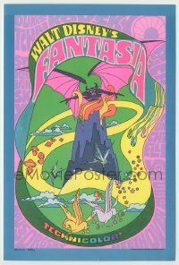 7d066 FANTASIA Technicolor herald R1970 Disney classic musical, great psychedelic fantasy artwork!