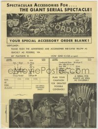7d005 FLASH GORDON accessory order form 1936 spectacular novelties & posters for the giant serial!