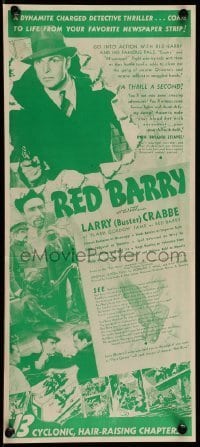 7d112 RED BARRY 8x18 herald 1938 Buster Crabbe as Red Barry in 13 hair-raising chapters, serial!
