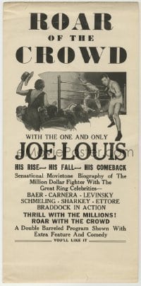 7d116 ROAR OF THE CROWD herald 1930s all the great Joe Louis boxing fights in one picture!