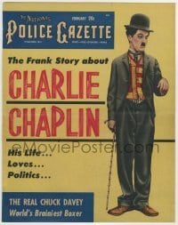 7d558 NATIONAL POLICE GAZETTE 11x13 magazine cover Feb 1953 story about Charlie Chaplin's life!