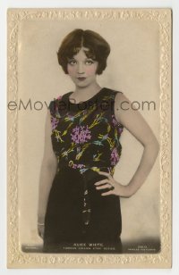 7d182 ALICE WHITE #230O English 4x6 postcard 1920s full-length portrait with her hand on her hip!