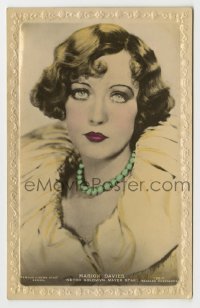 7d232 MARION DAVIES #190T English 4x6 postcard 1920s head & shoulders portrait wearing green & yello