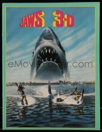7d907 JAWS 3-D souvenir program book 1983 Gary Meyer shark artwork, the third dimension is terror!