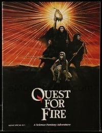 7d946 QUEST FOR FIRE souvenir program book 1982 prehistoric caveman Ron Perlman, Rae Dawn Chong!