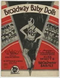 7d471 BROADWAY BABIES sheet music 1929 great image of sexy Alice White, Broadway Baby Dolls!