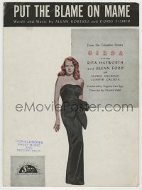 7d486 GILDA sheet music 1946 sexy Rita Hayworth full-length in sheath dress, Put the Blame on Mame!