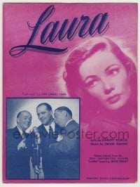 7d503 LAURA sheet music 1945 Gene Tierney, Otto Preminger, title song featured by The Landt Trio!