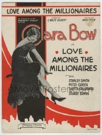 7d506 LOVE AMONG THE MILLIONAIRES sheet music 1930 full-length Clara Bow, the title song!