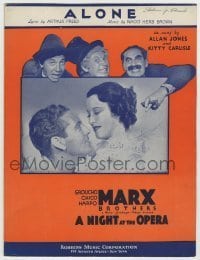 7d510 NIGHT AT THE OPERA sheet music 1935 Marx Bros, Allan Jones & Kitty Carlisle, Alone!