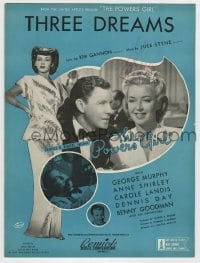 7d517 POWERS GIRL sheet music 1942 Carole Landis, George Murphy, Anne Shirley, Three Dreams!