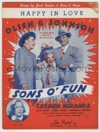 7d524 SONS O' FUN stage play sheet music 1941 Olsen & Johnson, Carmen Miranda, Happy in Love!