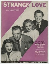 7d526 STRANGE LOVE OF MARTHA IVERS sheet music 1946 Barbara Stanwyck, Lizabeth Scott, Strange Love!