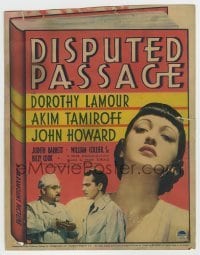 7d022 DISPUTED PASSAGE mini WC 1939 art of Dorothy Lamour w/ doctors Akim Tamiroff & John Howard!