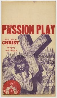 7d030 PASSION PLAY mini WC 1940s The Life of Christ with Singing and Sound, art of Jesus w/ cross!