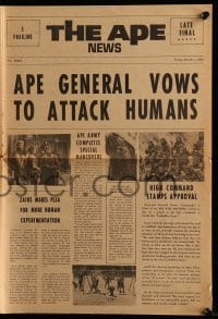 7d045 BENEATH THE PLANET OF THE APES herald 1970 sci-fi sequel, cool newspaper design w/articles!