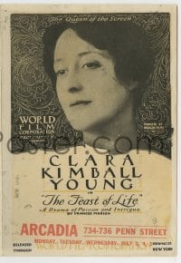 7d067 FEAST OF LIFE herald 1915 great images of Clara Kimball Young, The Queen of the Screen!