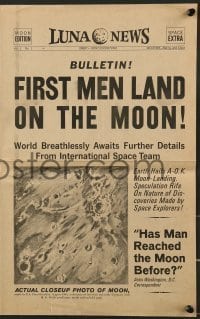 7d068 FIRST MEN IN THE MOON herald 1964 Ray Harryhausen, H.G. Wells, cool Luna News newspaper!