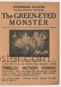 7d078 GREEN EYED MONSTER herald 1919 stupendous all-star negro motion picture, train adventure!