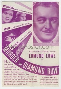 7d103 MURDER ON DIAMOND ROW herald 1937 Edgar Wallace, whose hand writes messages of death?