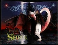 7d609 SHREK promo brochure 2001 Dreamworks CGI, different Happy New Year image with dragon pop-up!