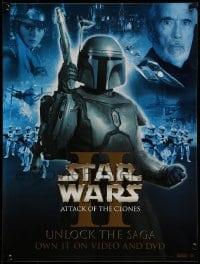 7f068 ATTACK OF THE CLONES 14x19 video poster 2002 Star Wars Episode II, window cling, Jango Fett!