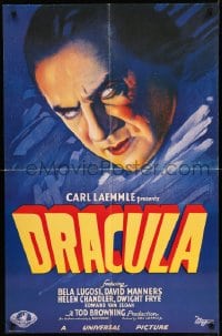 7f989 DRACULA 25x39 commercial poster 1990s Tod Browning, Bela Lugosi, reproduces 1931 one-sheet!