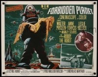 7f785 FORBIDDEN PLANET 22x28 commercial poster R1995 art of Robby the Robot carrying Anne Francis!